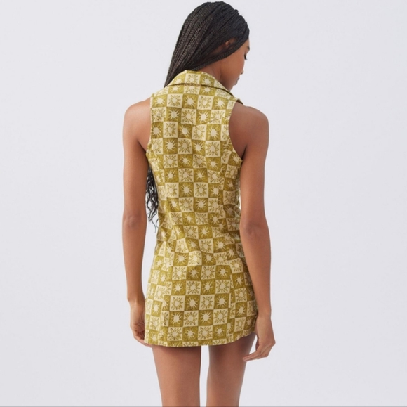 URBAN OUTFITTERS Freya Linen Collared Mini Dress Green Sun XS UO NWT - Picture 8 of 11